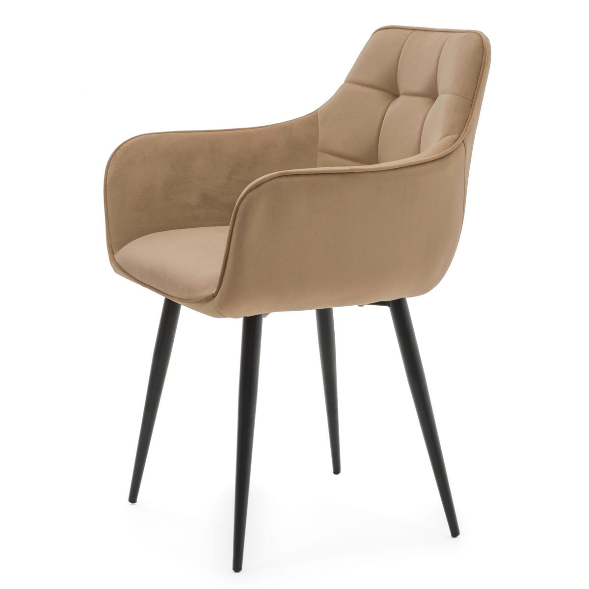 STUHL GALLO gespolstert mit Steppung - beige - Samt Velours - Beige/Schwarz, Textil/Metall (58/88/58cm) - NEW HOME
