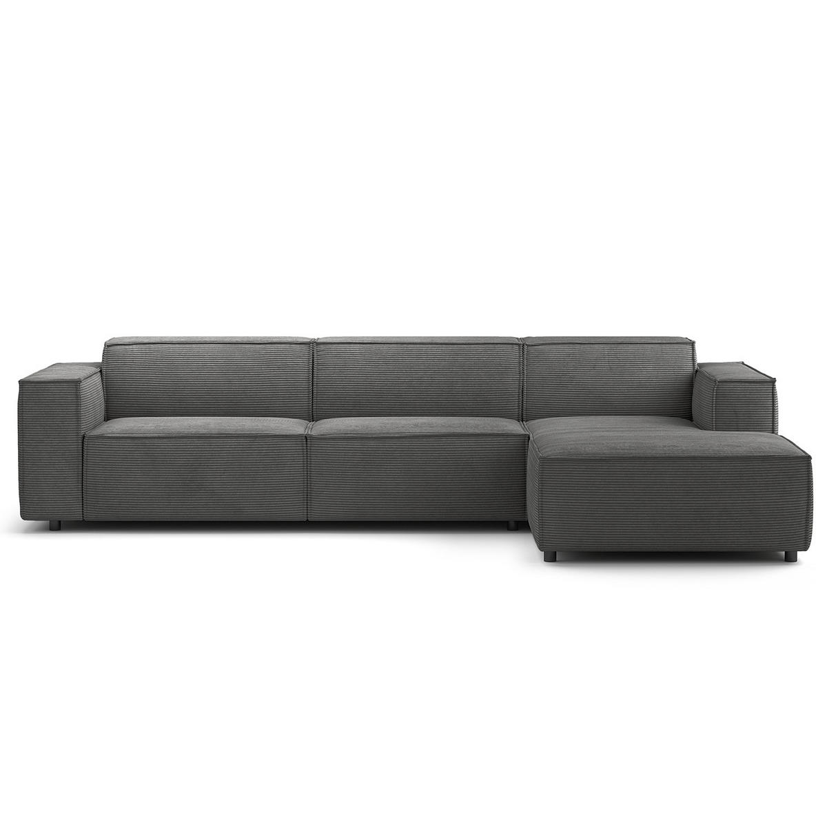 ECKSOFA mit Longchair - Anthrazit/Schwarz, Kunststoff/Textil (294/177cm) - home24