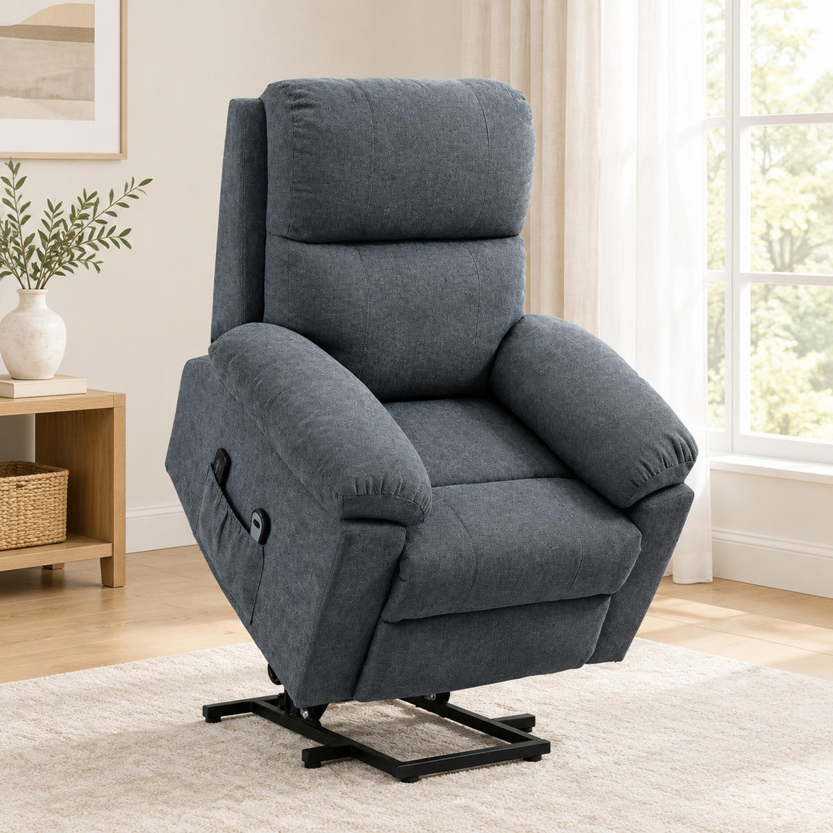 MASSAGESESSEL in Grau 99x89x103 cm mit Aufstehhilfe und 8 Vibrationsmotoren - Grau, Textil (89/103/99cm) - IVMEU