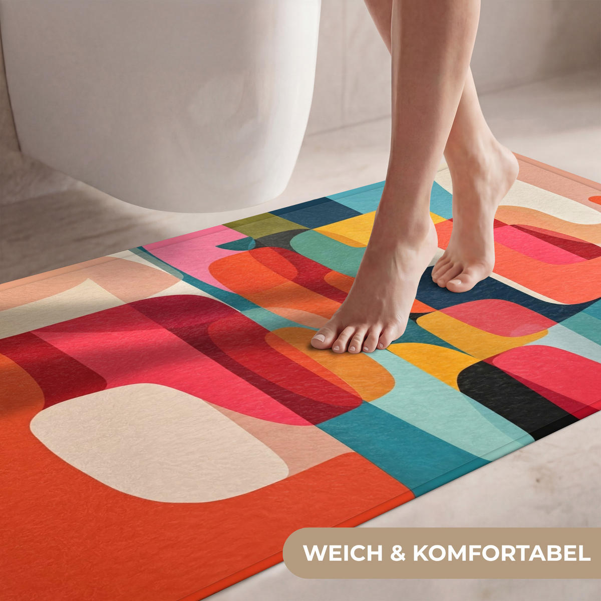 WC PŘEDLOŽKA Tvary - barevné - abstraktní - letadla 120x60 cm - různobarevná, textil/plast (120/1cm) - OnlyWow