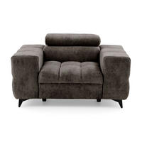 SESSEL PUDDING mit verstellbare Kopfstütze Velours Braun - Schwarz/Braun, Holz/Textil (140/93/100cm) - Muffo