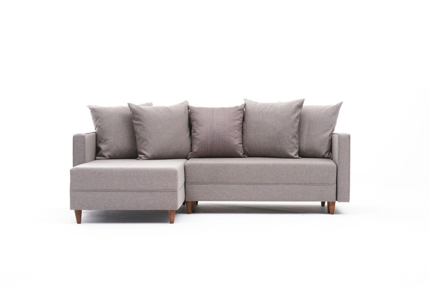 ECKSOFA mit Schlaffunktion, 215 cm Gesamtbreite - Beige/Creme, Holz/Buchenholz (215/150cm) - myHomelando
