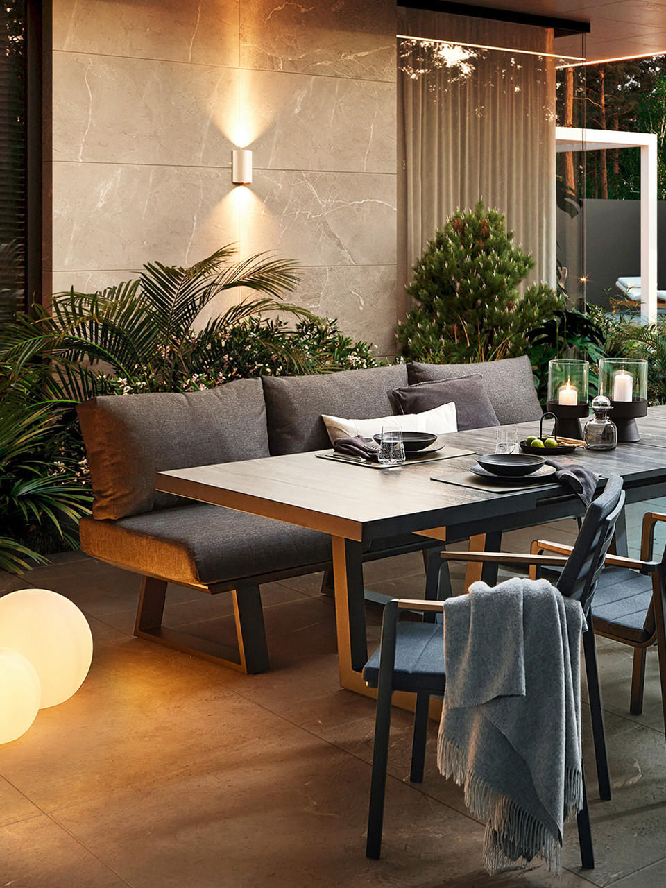 záhradný nábytok, osvetlenie terasy, smart osvetlenie terasa
