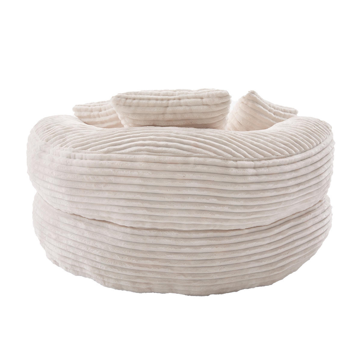 SITZSACK Cord,Sofa mit 3 extra Kopfkissen,Beige - Beige, Textil (108/52/108cm) - LVHOM