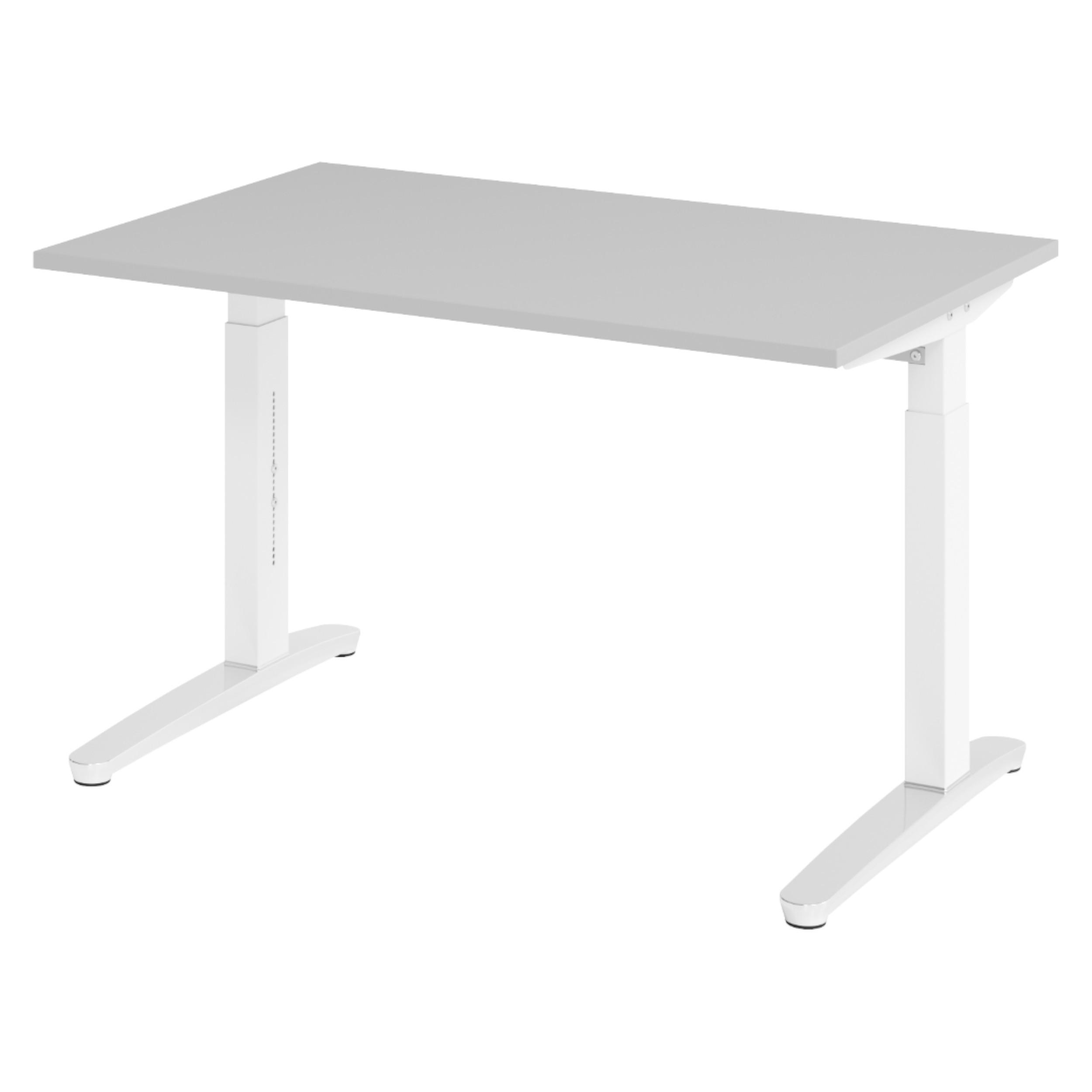 SCHREIBTISCH Serie-XB 80/120/74 cm in Grau/Weiß/Alu poliert - Weiß/Grau, Holzwerkstoff (80/120/74cm) - bümö