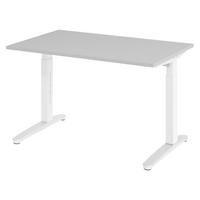 SCHREIBTISCH Serie-XB 80/120/74 cm in Grau/Weiß/Alu poliert - Weiß/Grau, Holzwerkstoff (80/120/74cm) - bümö