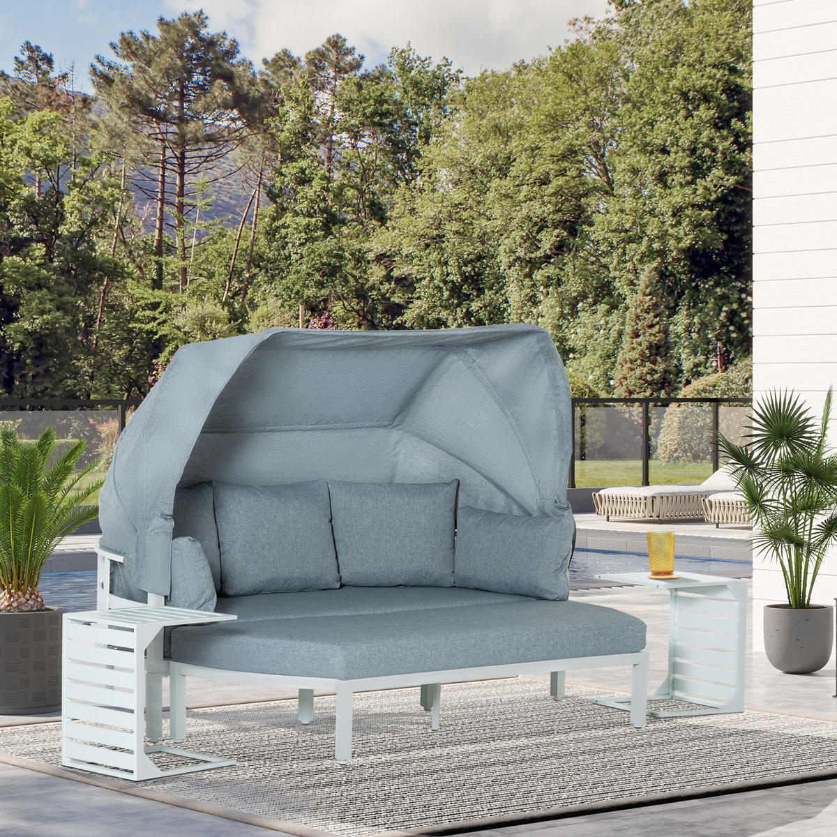 GARTENMÖBEL, Aluminium, Polyester, Grau - Grau, Metall - Outsunny