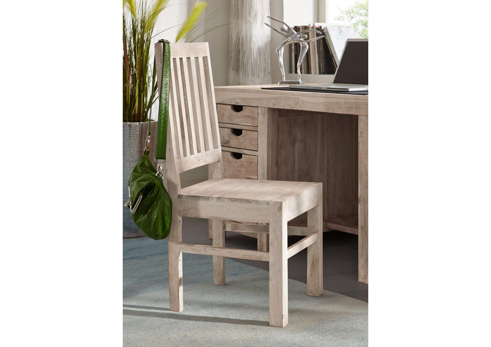 Massivmoebel24 Stuhl Beige 45x100x45 cm