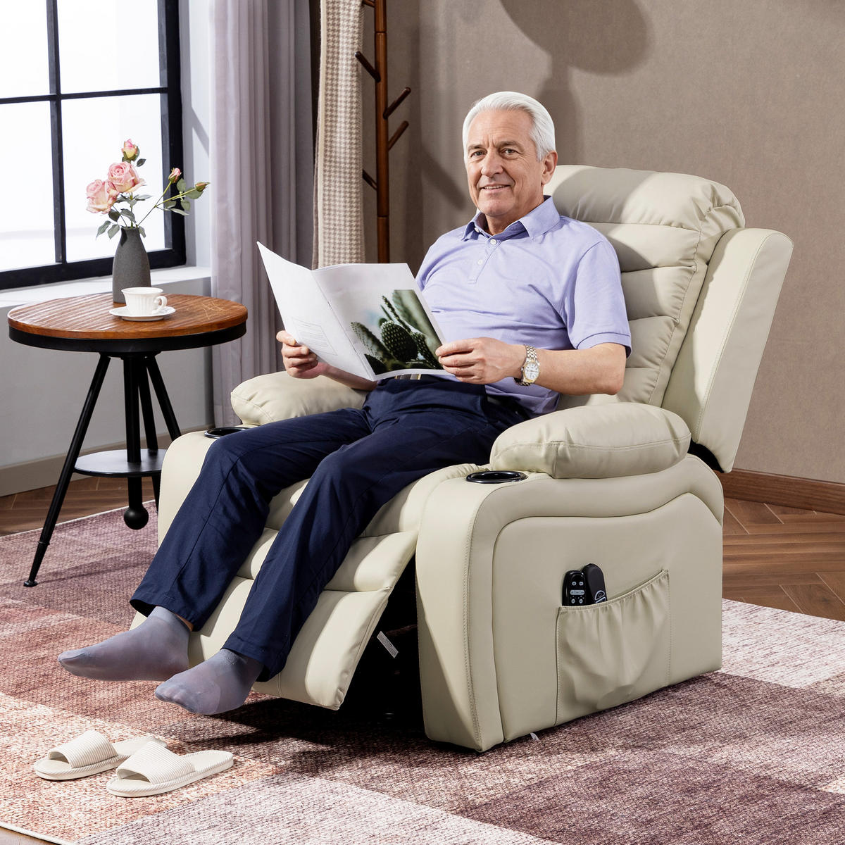 MASSAGESESSEL DE-06435 Massage & Heizung, 150° neigbar, USB Creme - Creme, Metall (93/100/95.5cm) - ComfortXL