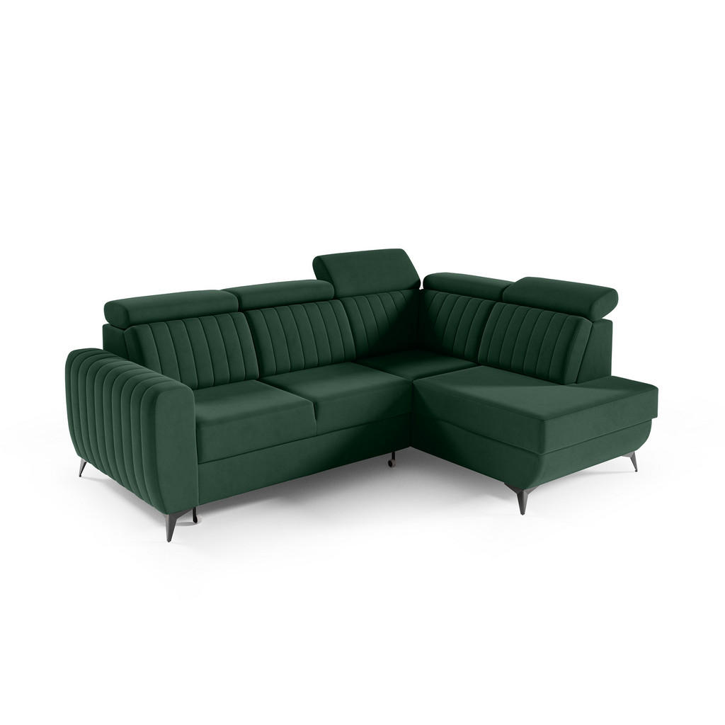 Thumbnail - Beautysofa Eckschlafsofa, Dunkelgrün, Textil, L-Form,L-Form, 268x204 cm, Wohnzimmer, Sofas & Couches, Wohnlandschaften, ...