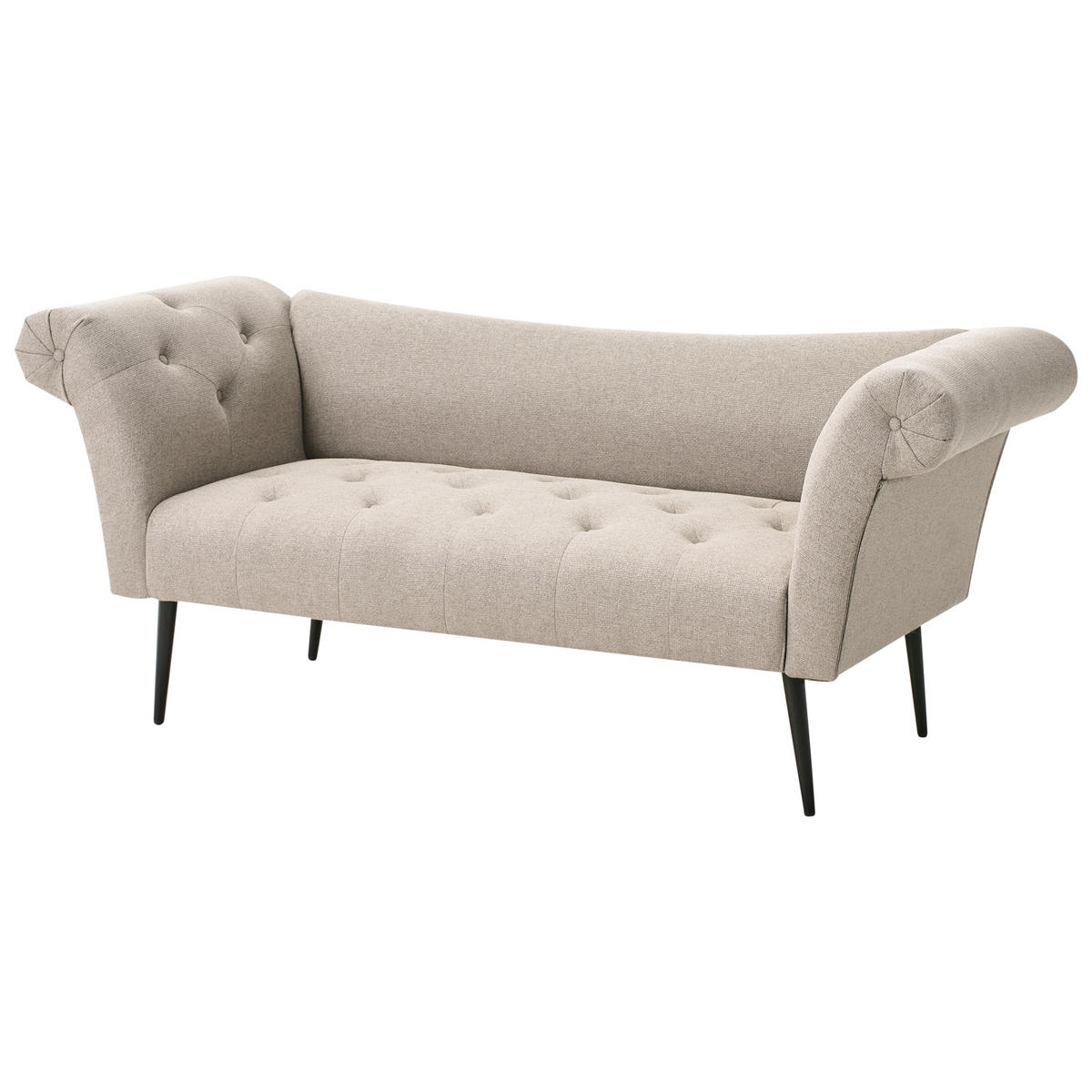 ČALOUNĚNÉ LEHÁTKO CHAISE LONGUE Látka Světle hnědé Nantilly - černá/hnědá, textil (175/76/69cm) - Beliani