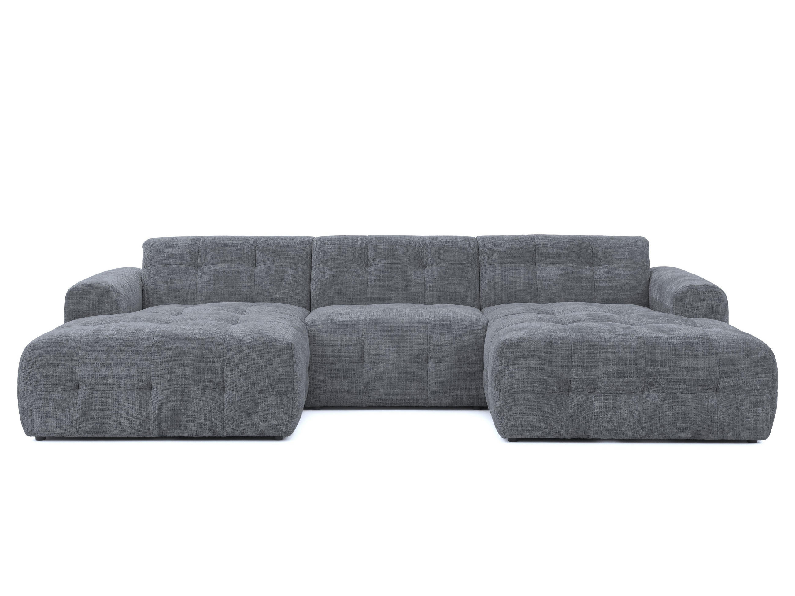 luma-home SEDACÍ SOUPRAVA ve tvaru písmene U s rafinovaným prošíváním, 6místná, 323 × 161 × 79 cm (Š×H×V), čalounění ze ženilky v šedé barvě / 21052