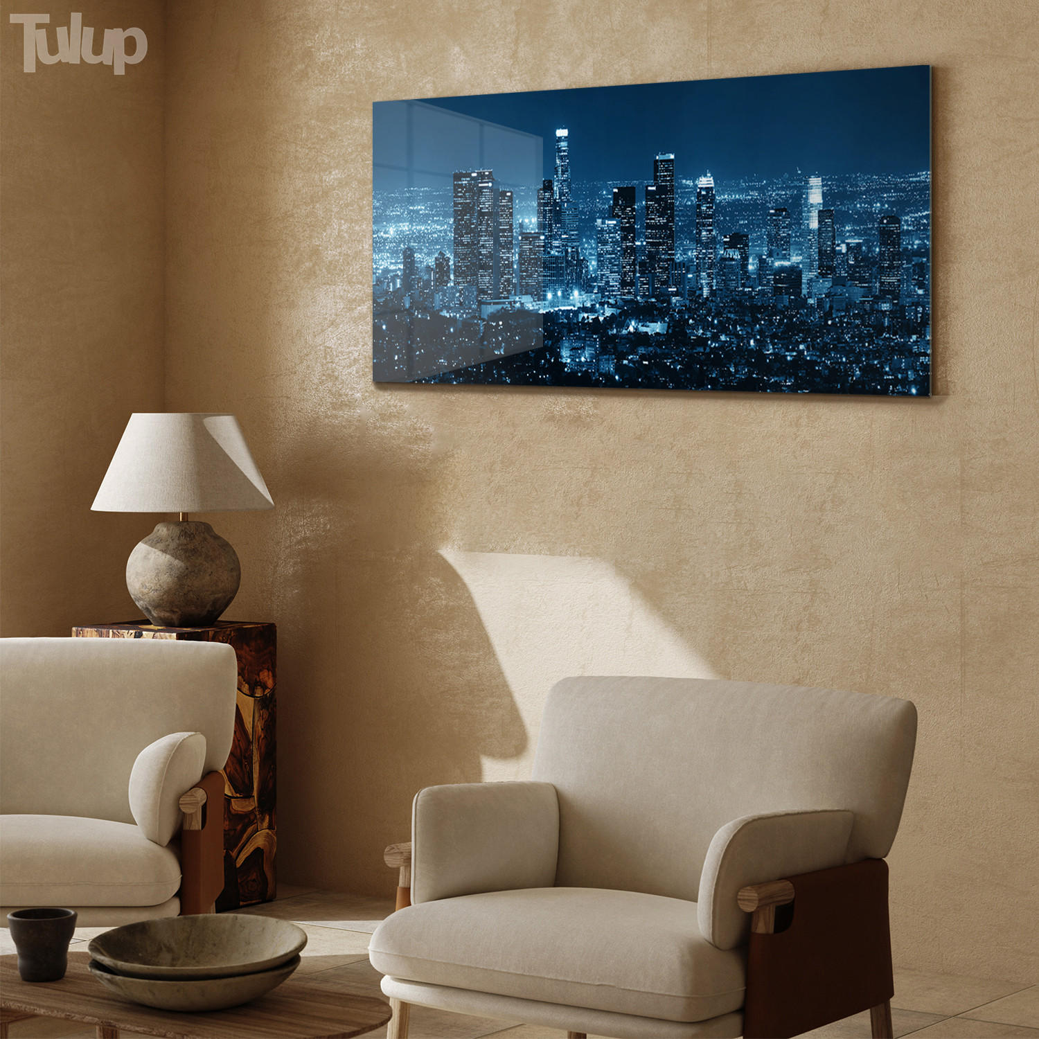 GLASBILD 120x60 cm Los Angeles - Dunkelblau, Glas (120/60cm) - TULUP