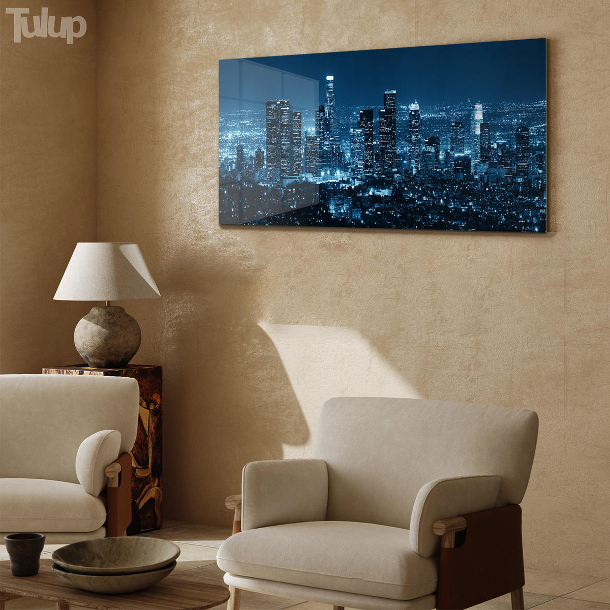 GLASBILD 120x60 cm Los Angeles - Dunkelblau, Glas (120/60cm) - TULUP