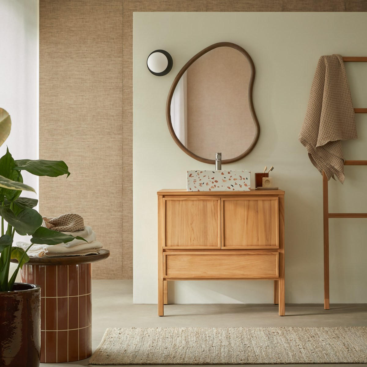 WASCHTISCHUNTERSCHRANK Jane Natur aus Teak - Naturfarben, Holz (80/79/54cm) - Tikamoon