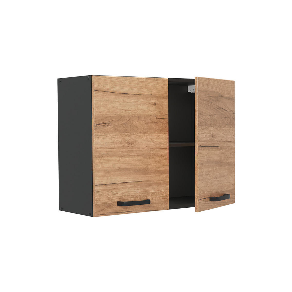 KÜCHENGLASSCHRANK R-Line, Goldkraft Eiche/Anthrazit, 80 cm - Eichefarben/Anthrazit, Holzwerkstoff (80/60/31cm) - Vicco