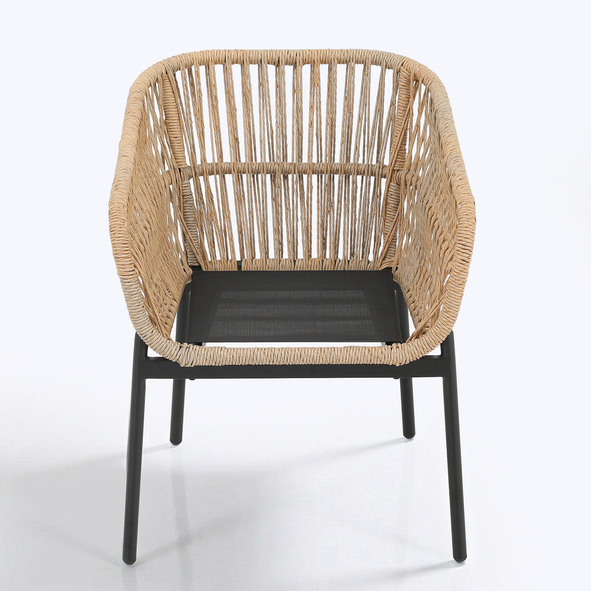 GARTENSTUHL - 2er-Set - Aluminium / Webstoff - Beige / Grau - Schwarz/Braun, Kunststoff/Textil (63/81/61cm) - home24