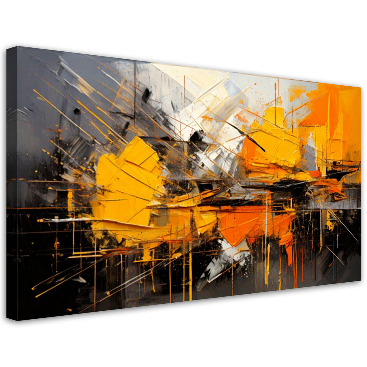 LEINWANDBILD Geometrische Abstraktion Orange 120x60cm - Gelb, Textil (120/60cm) - Feeby