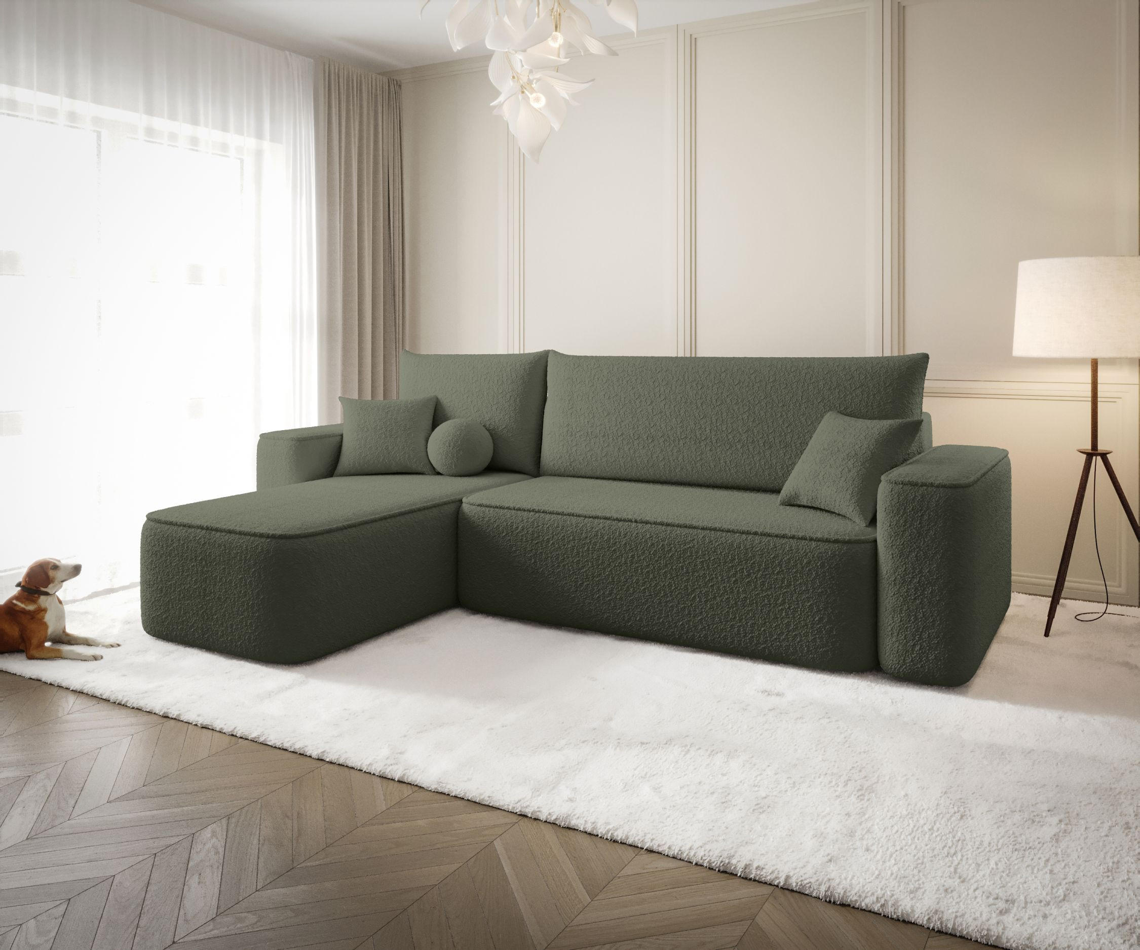 ECKSOFA mit Schlaffunktion SENNO Quelle 37 Links - Dunkelgrün, Textil (250/150cm) - Bedante