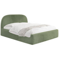 POLSTERBETT Puro mit Bettkasten, Salbeigrün Samt 140 x 200 cm – mit Metall-Lattenrost - Salbeigrün/Birkefarben, Kunststoff/Textil (140/200cm) - WFL GROUP