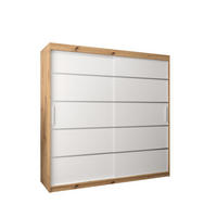 SCHWEBETÜRENSCHRANK 200/200/62 2-türig - Silberfarben/Weiß, Holz/Kunststoff (200/200/62cm) - MÖBEL KRYSPOL