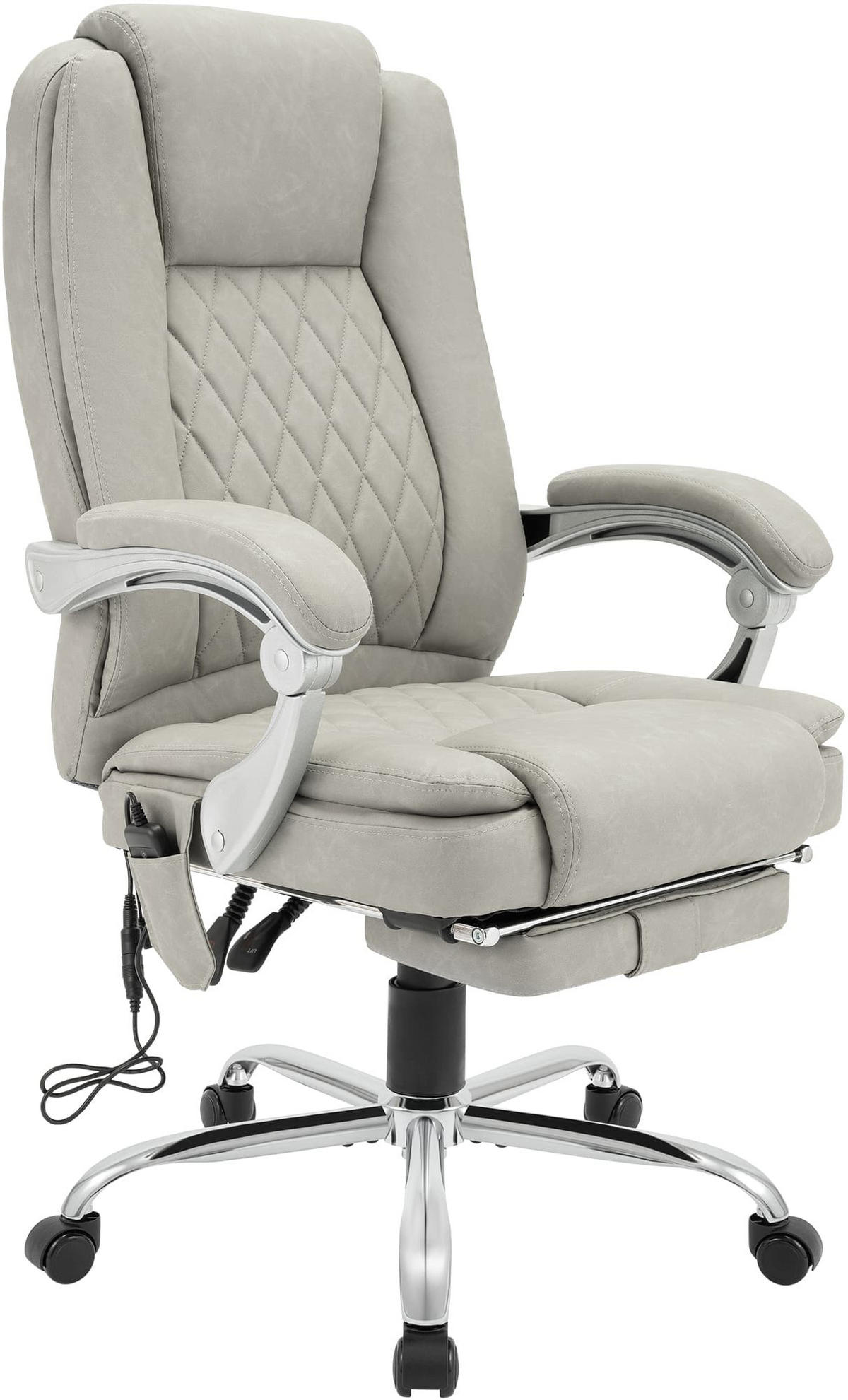 CHEFSESSEL Lederlook Grau - Chromfarben/Grau, Textil/Metall (67/110/70cm) - CLP