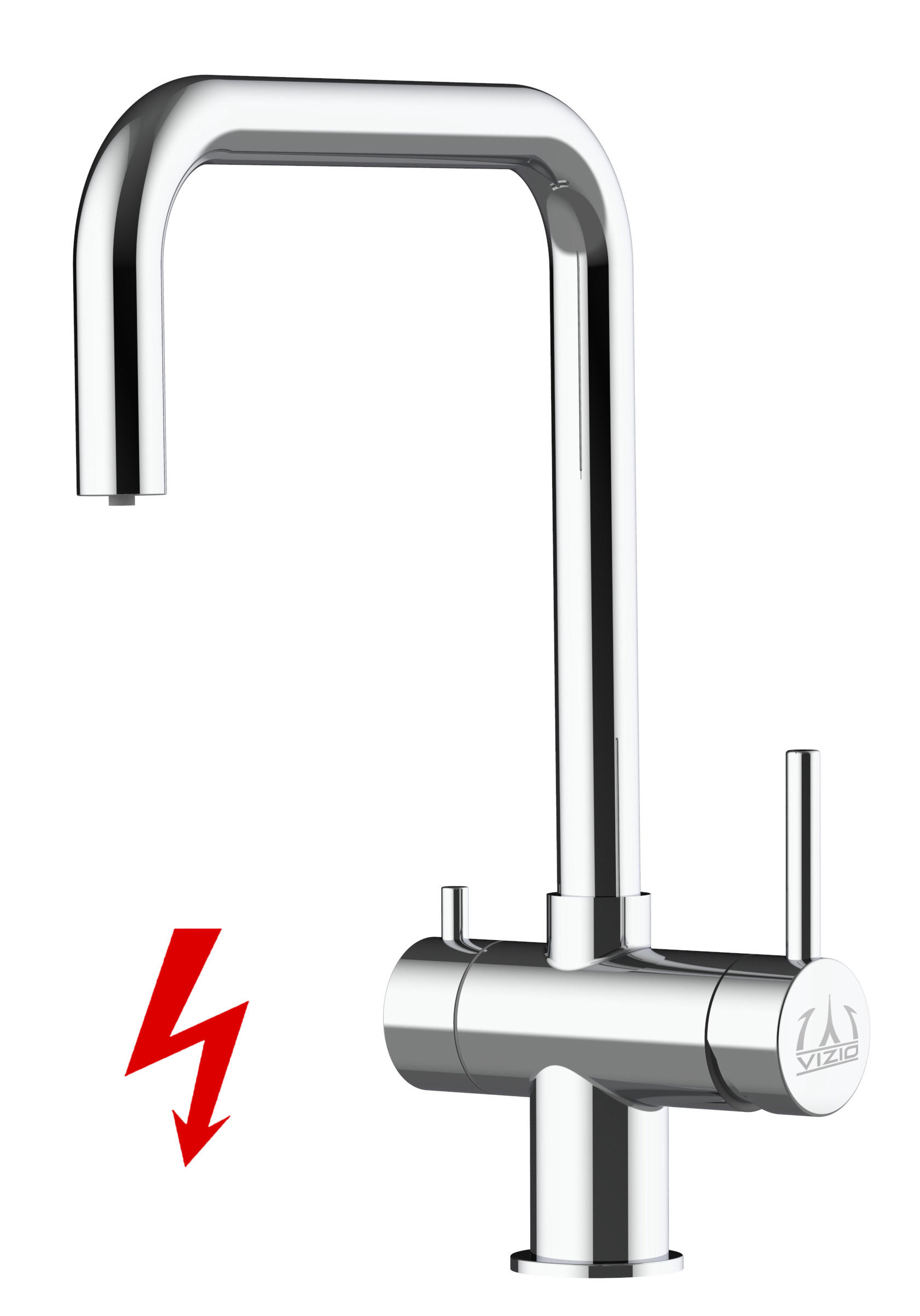 NIEDERDRUCK-3-WEGE-KÜCHENARMATUR, Edelstahl Massiv aus Chirurgenstahl, Hochglanz, 560° schwenkbar - Edelstahlfarben, Metall (22/37/22cm) - VIZIO