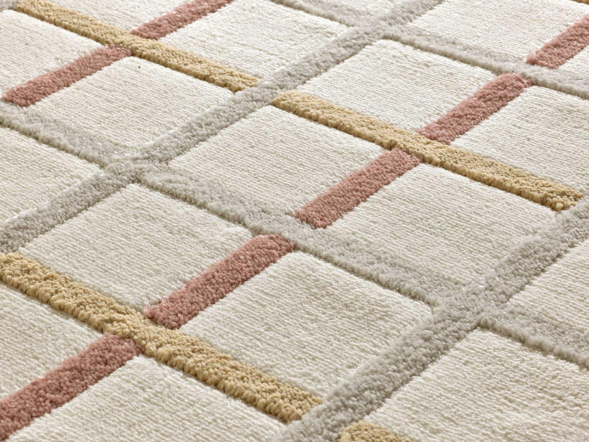 WEBTEPPICH mit geometrischem Muster Rosa Karisma 133/190 cm - Weiß/Grau, Naturmaterialien/Textil (133/190cm) - Atticgo