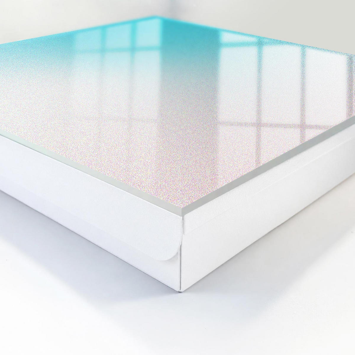 SCHLÜSSELBOX Weiß 30x30 cm – Türöffnung nach rechts - Pastellfarbener Farbverlauf - Blau, Metall (30/30/5cm) - TULUP