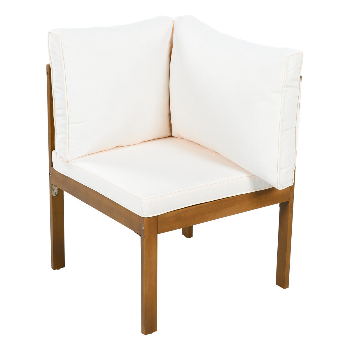 GARTENMÖBEL-SET, Ecksofa + Couchtisch, Akazienrahmen, Beige - Beige, Textil - FLIEKS