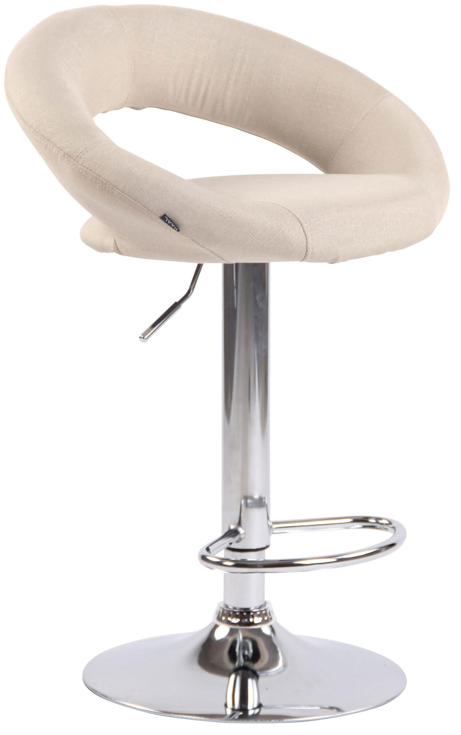 BARHOCKER Olin, Gestell Metall in Chromoptik, Stoff Creme - Chromfarben/Creme, Textil/Metall (53/100/47cm) - TPFLiving