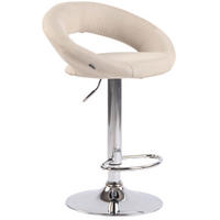 BARHOCKER Olin, Gestell Metall in Chromoptik, Stoff Creme - Chromfarben/Creme, Textil/Metall (53/100/47cm) - TPFLiving