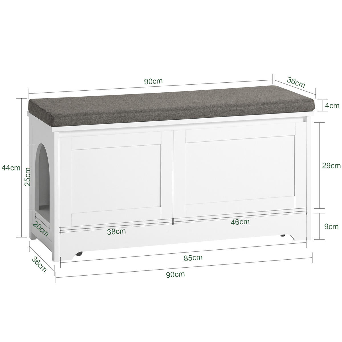 KATZENHAUS Weiß - Weiß, Holzwerkstoff/Metall (90/44/36cm) - SoBuy
