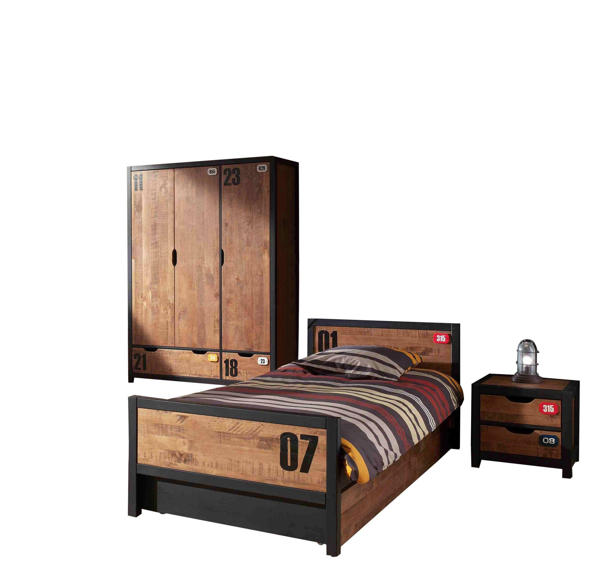 58aufmkessel Kinderzimmer Schwarz, Cognac 260x75x160 cm