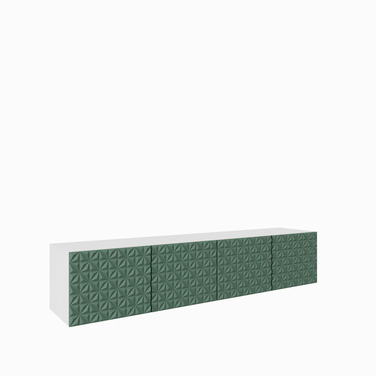 LOWBOARD ROVA 200/41/40 cm, Hängender TV-Schrank Weiß / Grün - Weiß/Grün, Holzwerkstoff (200/41/40cm) - MASSENO