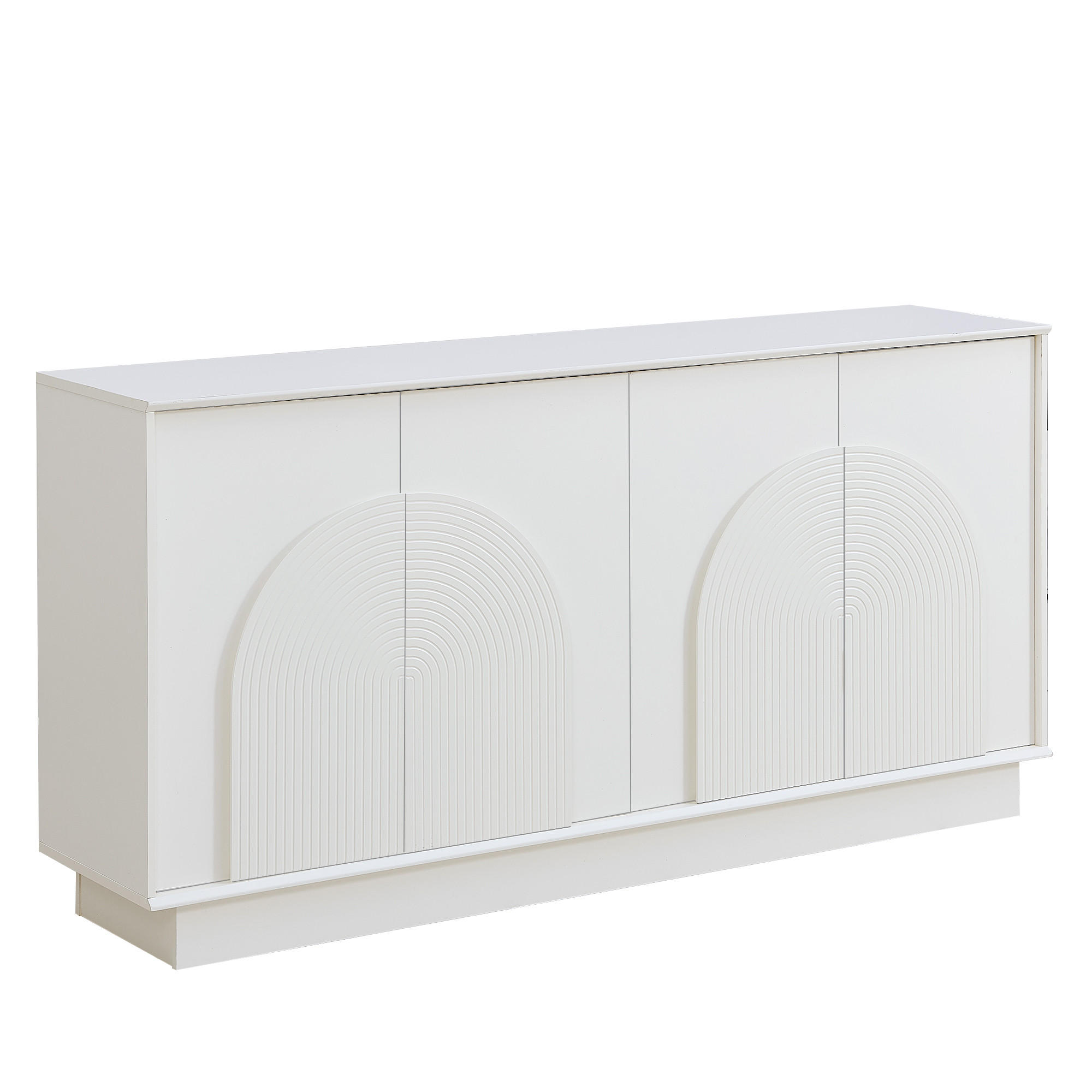 SIDEBOARD 4 Türen mit gewölbten Paneelen, MDF, matte Oberfläche - Weiß, Holzwerkstoff (160/80/38cm) - Urban Meuble