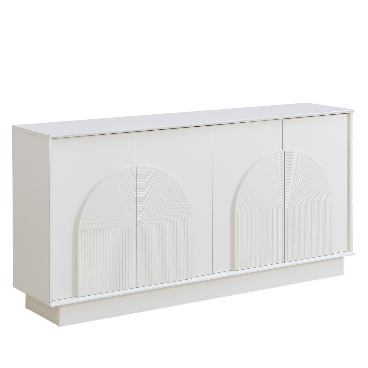 SIDEBOARD 4 Türen mit gewölbten Paneelen, MDF, matte Oberfläche - Weiß, Holzwerkstoff (160/80/38cm) - Urban Meuble