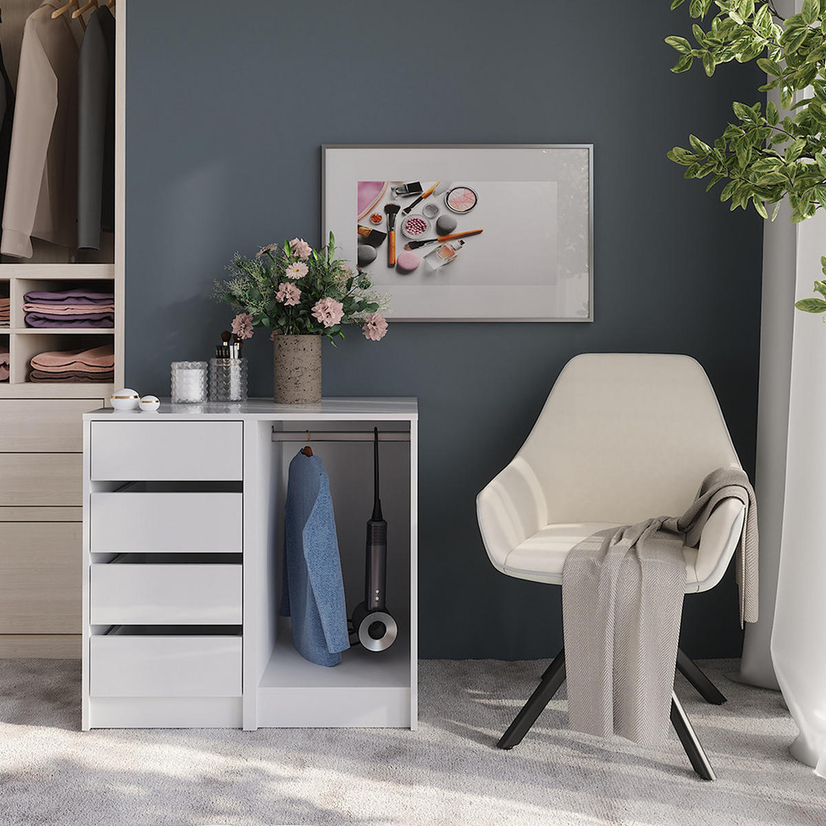 KOMMODE Sherry Weiß/Weiß Hochglanz 80.2 x 76 cm 2 Teile - Weiß Hochglanz, Holzwerkstoff (50.1cm) - Vicco