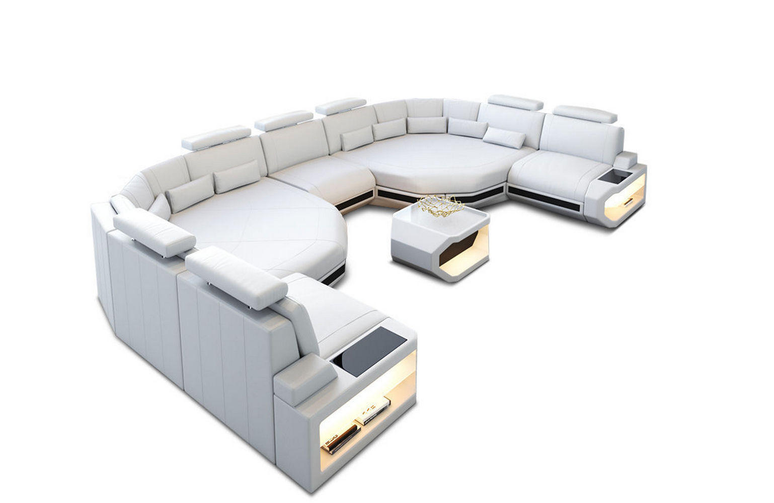 WOHNLANDSCHAFT Asti XXL - Schwarz/Weiß, Leder (435/93/280cm) - Sofa Dreams