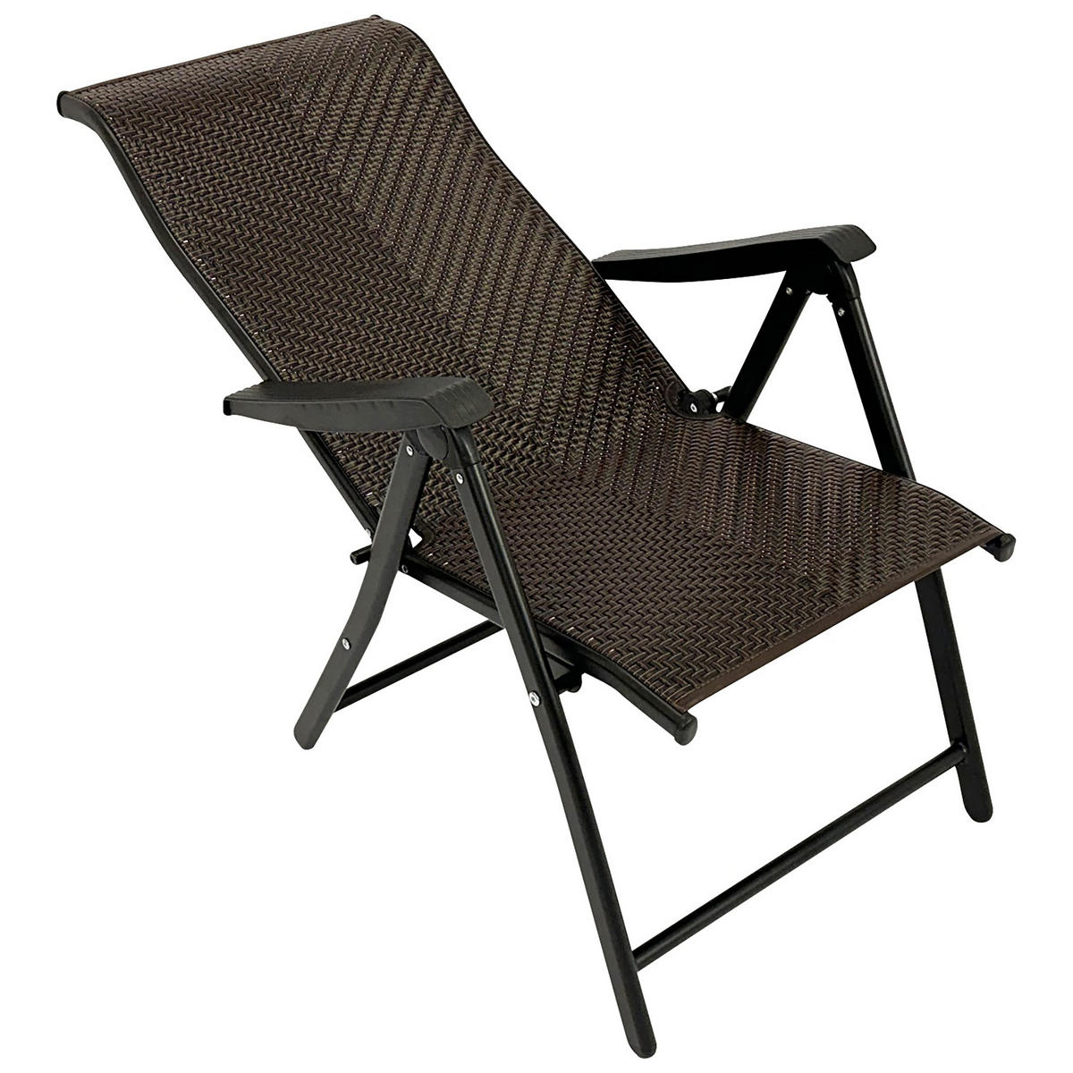 KLAPPSESSEL Washington - 2er-Set Hochlehner Ausführung 7-fach verstellbar, Gestell Stahl grau, Polyrattan braun - Braun, Metall (58/111/71cm) - TPFGarden
