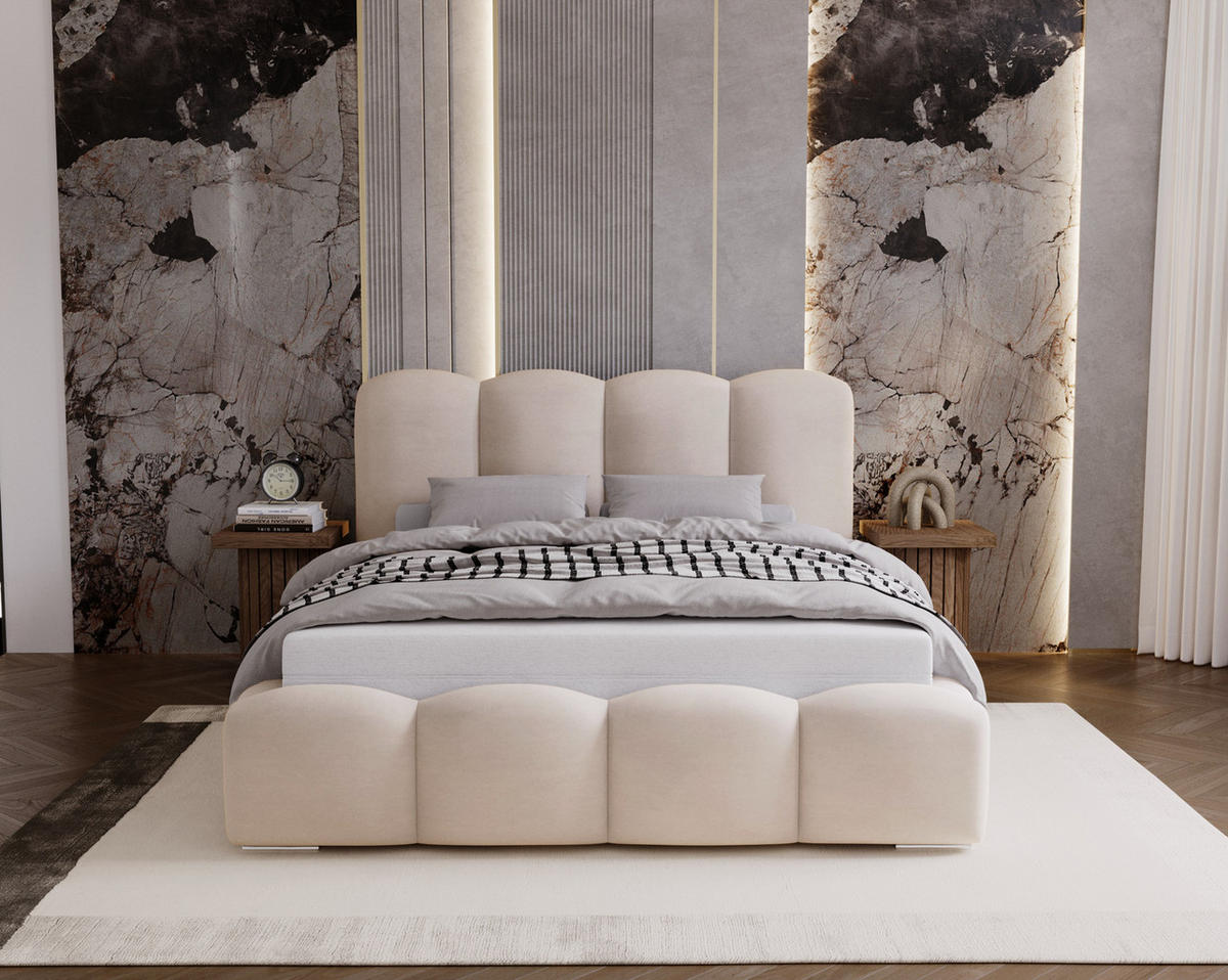 POLSTERBETT 200x200 cm Zenna mit Lattenrost, Bettkasten, Beige - Beige, Holz/Textil (200/200cm) - Emporius