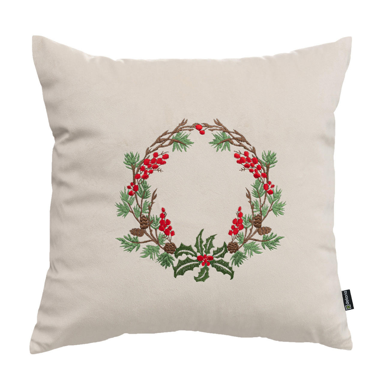 KISSENHÜLLE Winter Wreath 43x43 cm - Beige, Textil (43/1cm) - Dekoria