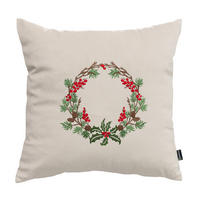 KISSENHÜLLE Winter Wreath 43x43 cm - Beige, Textil (43/1cm) - Dekoria