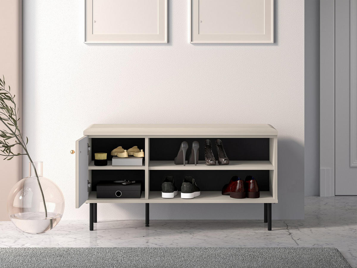 SCHUHSCHRANK Caletto Beige 102 cm - Beige/Goldfarben, Holzwerkstoff/Metall (102/55/34cm) - Selsey