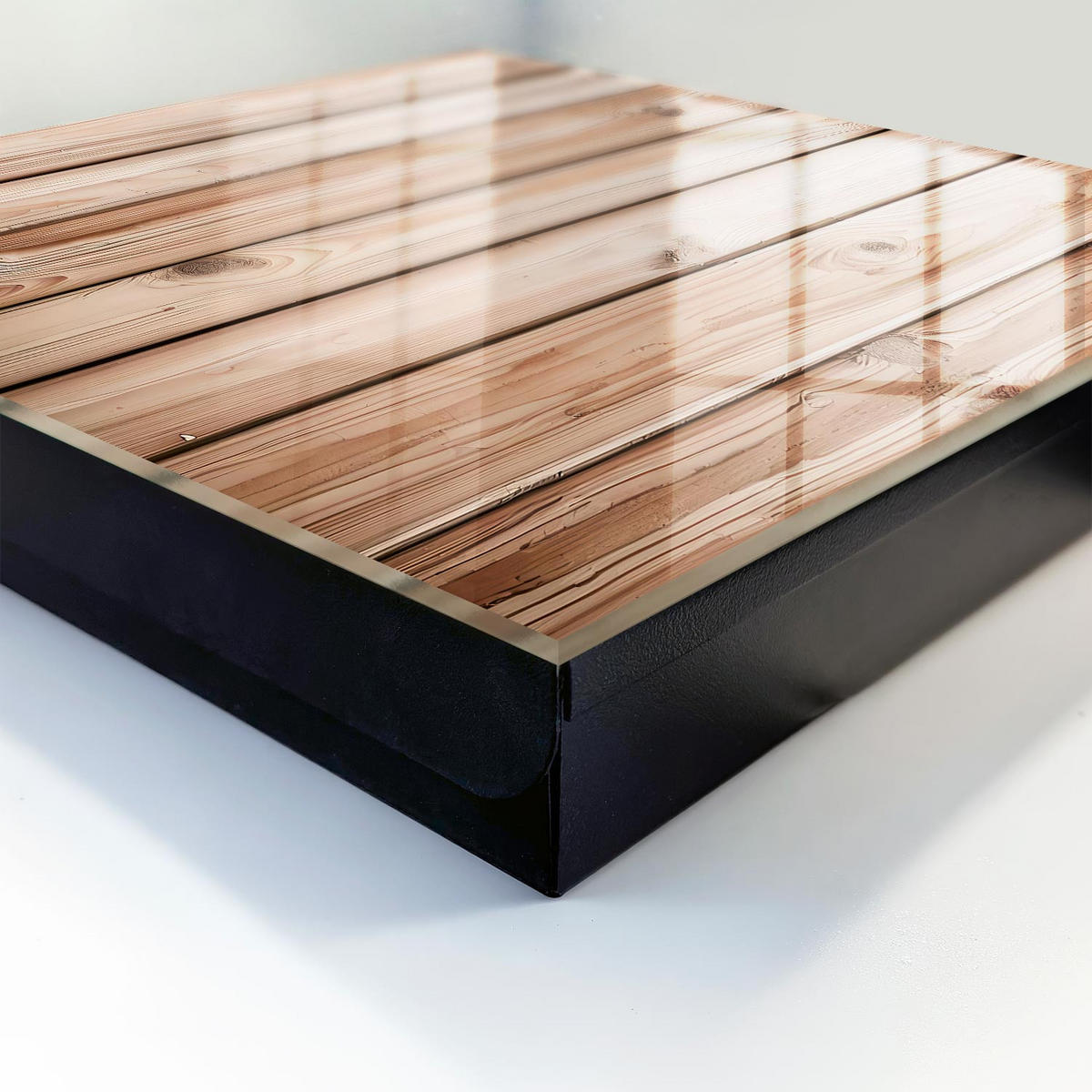 SCHLÜSSELBOX Schwarz 30x30 cm- Türöffnung nach rechts - Holzbretter - Beige, Metall (30/30/5cm) - TULUP