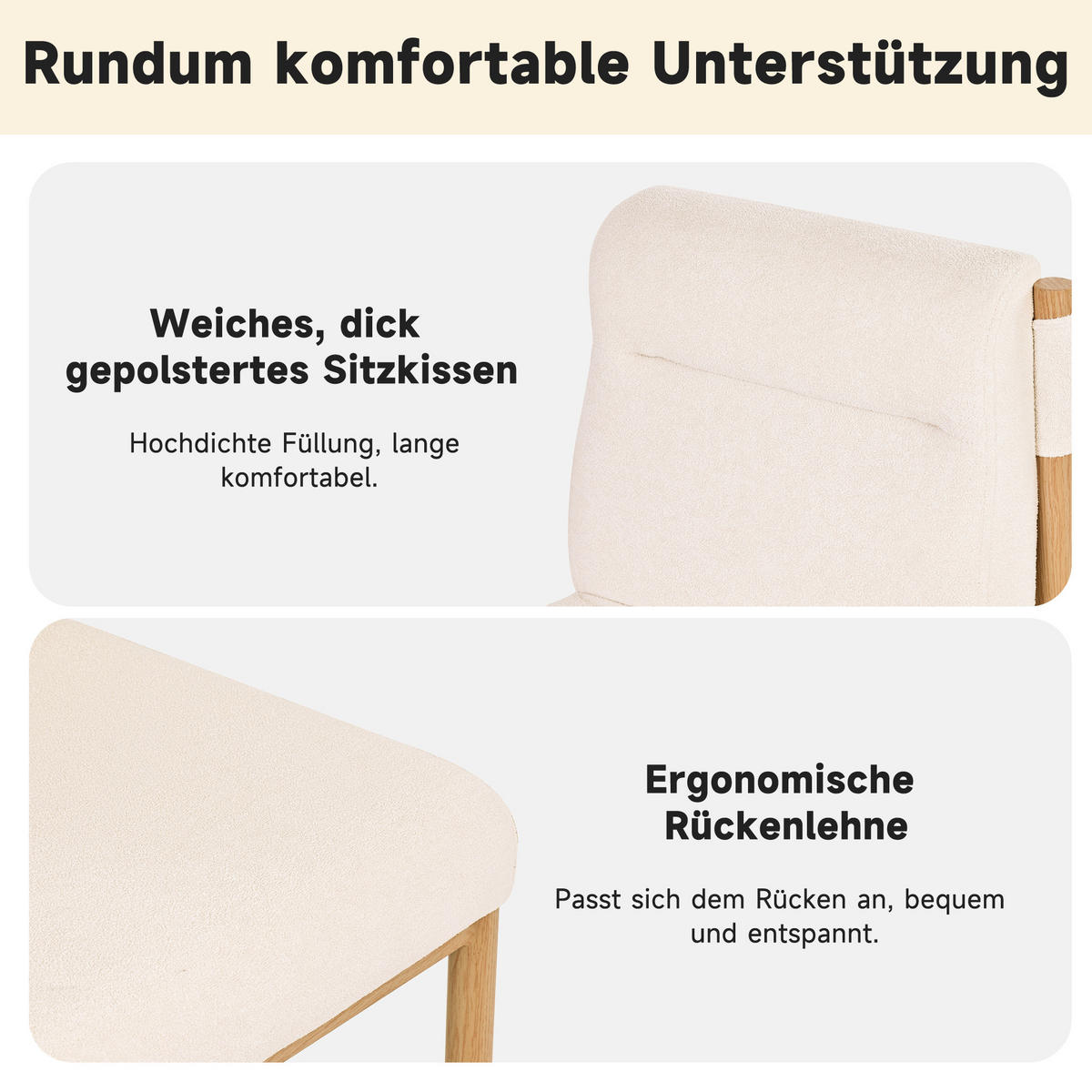 ESSZIMMERSTUHL 2er Set Sherpa Beige Eichenoptik Gepolstert - Beige, Holz (52/80.5/46cm) - FLIEKS