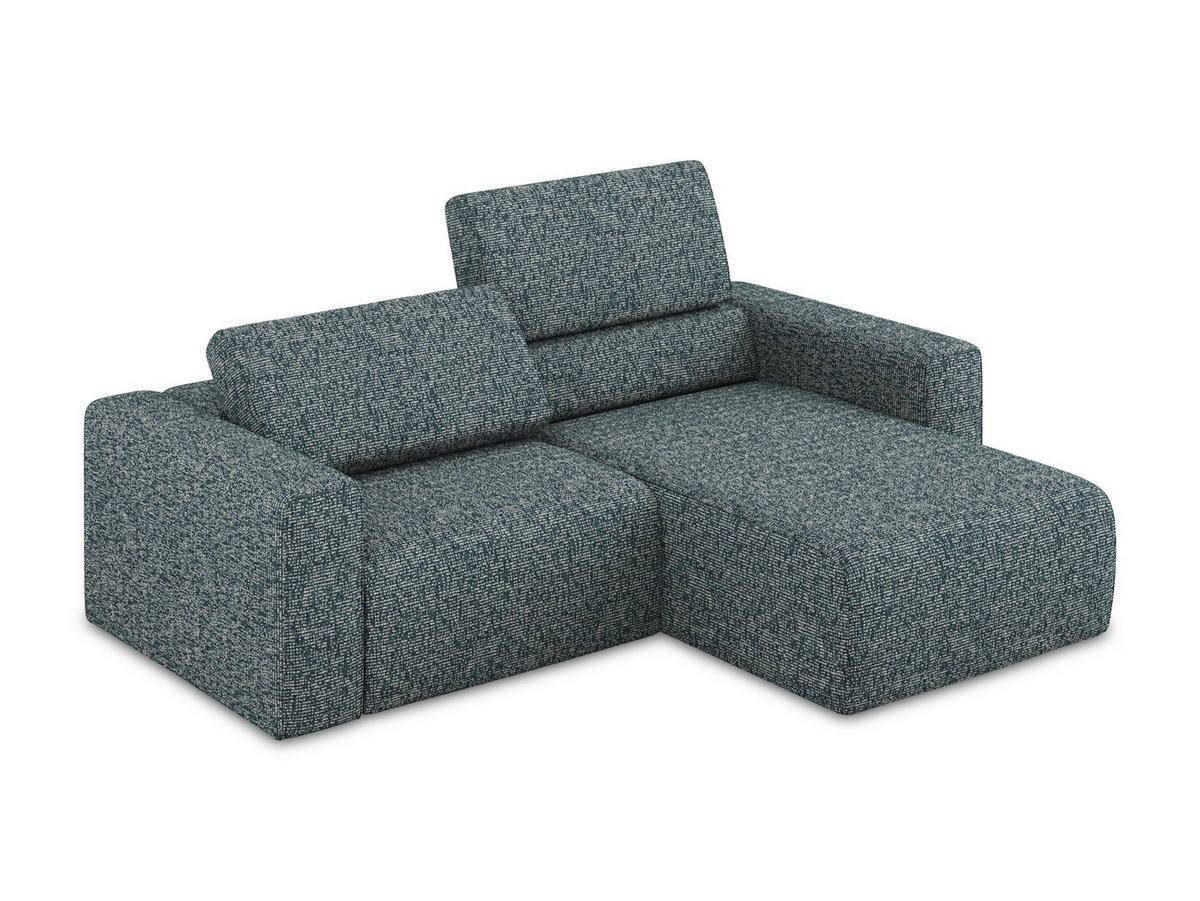 ECKSOFA Rechts Strukturstoff Stoff Blau - Blau/Blaugrau, Kunststoff/Textil (224/167cm) - Makamii