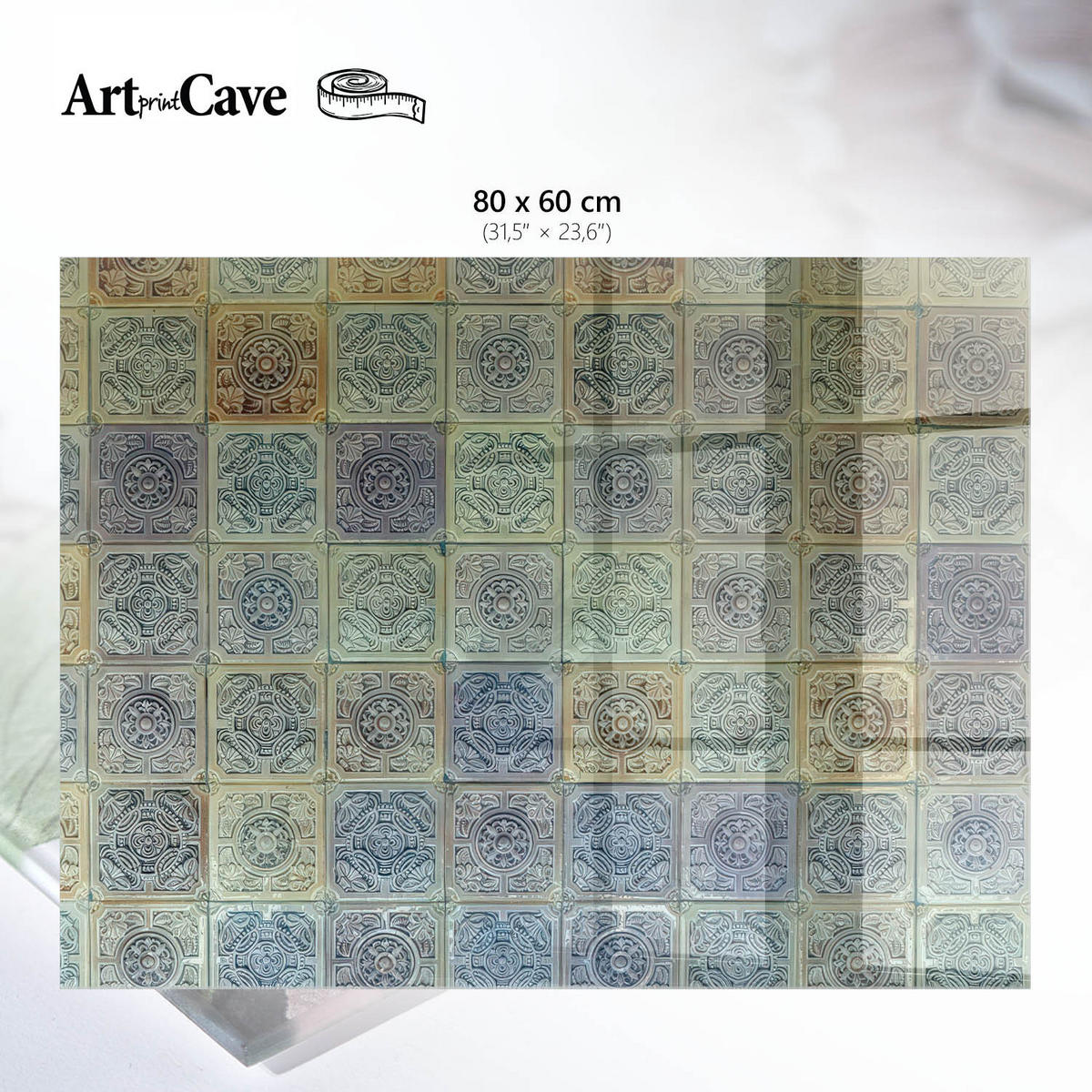 GLASPLATTE 80x60 cm – Pastellmosaik - Schwarz, Glas (0.4/80/60cm) - ArtPrintCave