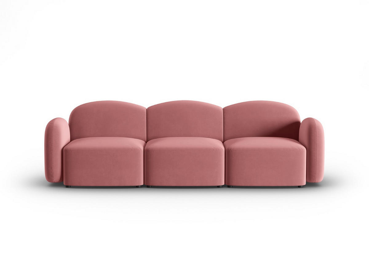 SOFA Blair aus Samt lachs 3 Sitzplätze - Pink, Textil (87/80/272cm) - Micadoni