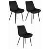 ESSZIMMERSTÜHLE 3er Set Schwarzer Velours, gepolsterte Rückenlehne, Modernes Design - Schwarz, Textil (56/89/43cm) - Best For Home